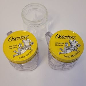 Osterizer Lot Of 3 Mini Blend & Store Container 2 Plastic Lids & 1 Glass No Lid